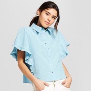 Universal Thread Ruffle Sleeve Button Down Top